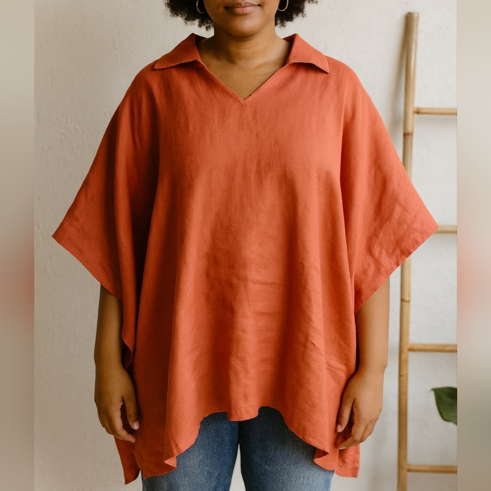 Carla Christoph Houston One Size Linen Short Kaftan Dress